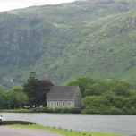 The lakeside chapel in Gougane Barra, Ireland's first national park. The hills behind were quite a climb out the next day.