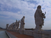 Statues overlooking St. Peter's Square, from atop the façade of St. Peter's Basilica.